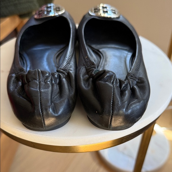Tory Burch Black Flats with Silver Logo - Picture 3 of 3